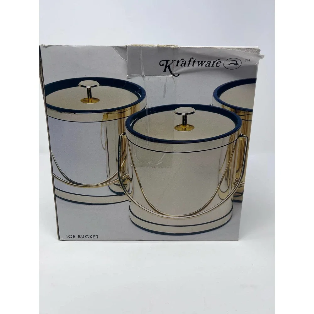 Kraftware Ice Bucket 3 Quart Faux Metal‎ Protective Durable Plastic Coating